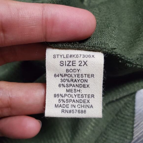 Paper + Tee Green Floral Lace Panels Open Front Cardigan Size 2X Plus - Picture 5 of 8